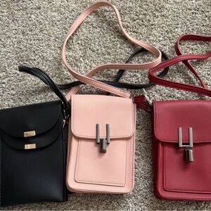 Elegant Trio Women's Crossbody Bags - Black, Pink, Red